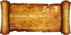 Szolnoki Nándor névjegykártya